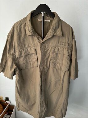 Rugged Earth Outfitters Men’s Vented Fishing Shirt – Short Sleeve, Khaki, XXL